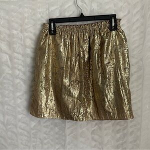 NWT Kenneth Cole Gold Lame Fully Lined Skirt w Pockets Women’s XS